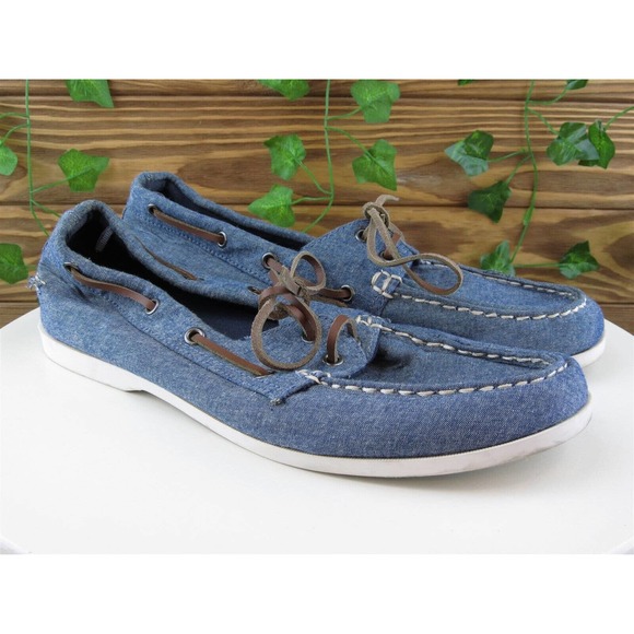 Old Navy Size 10 Boat Shoe Blue Fabric Medium (B, M)‎ Lace Up Women - Picture 4 of 11
